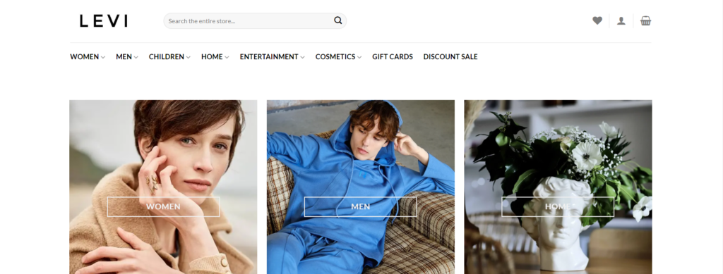 LEVI Design Shop website screenshot